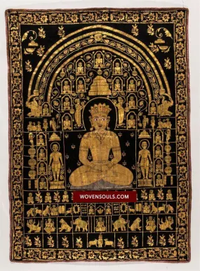 1370 SOLD Old Jain Pichvai Gold Warak Painting Art Masterpiece - Lord Mahavir