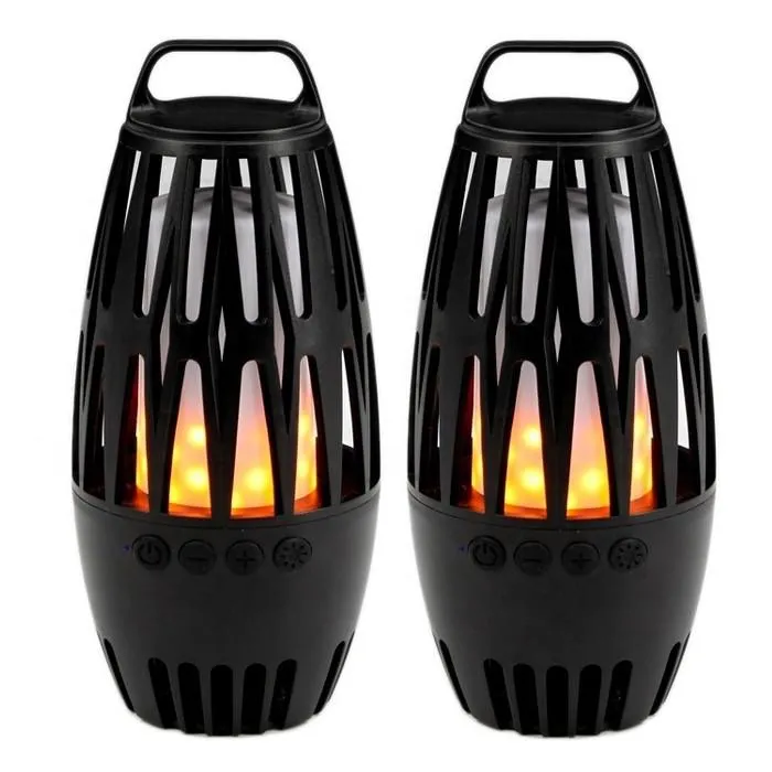 2-Pack: Bluetooth Speaker Set LED Table Lamp Tiki Torch Speaker with Animation