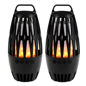 2-Pack: Bluetooth Speaker Set LED Table Lamp Tiki Torch Speaker with Animation