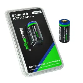 2 Pack Brand New EdisonBright EBR65 16340 (RCR123A) rechargeable Li-ion batteries