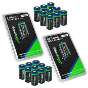 20 Pack Brand New EdisonBright EBR65 16340 (RCR123A) rechargeable Li-ion batteries