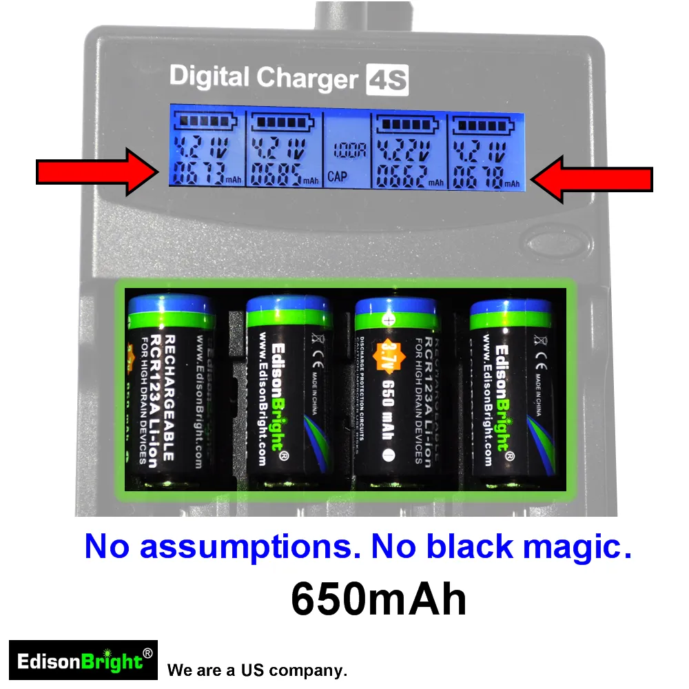 20 Pack Brand New EdisonBright EBR65 16340 (RCR123A) rechargeable Li-ion batteries