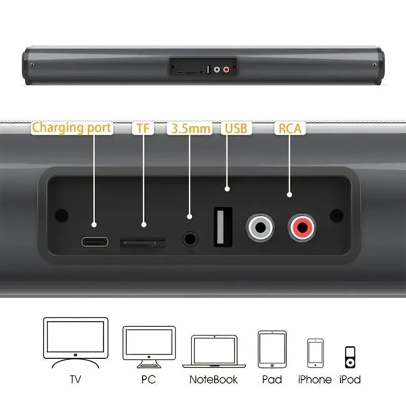 20W 4-Speaker Wireless Home Theater Soundbar - Immersive Surround Sound - Extended Bass - Easy Connect to TV, PC, Phone - The Ultimate Gift for Audiophiles