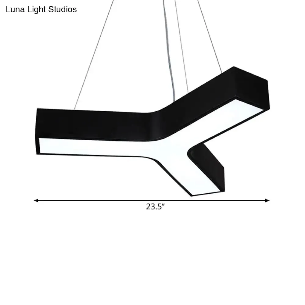 23.5"/35.5"/47" Nordic Black LED Office Pendant Lamp with Y Shaped Acrylic Shade – Warm/White Light