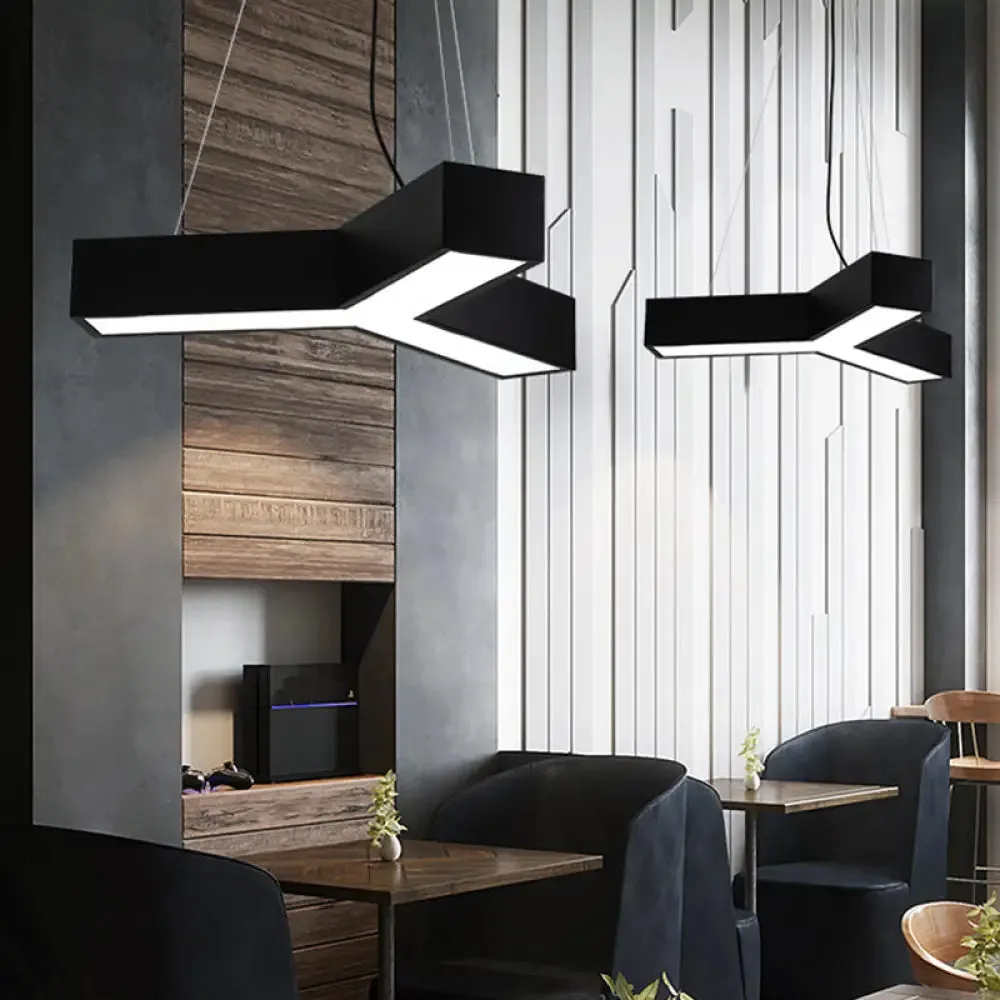 23.5"/35.5"/47" Nordic Black LED Office Pendant Lamp with Y Shaped Acrylic Shade – Warm/White Light