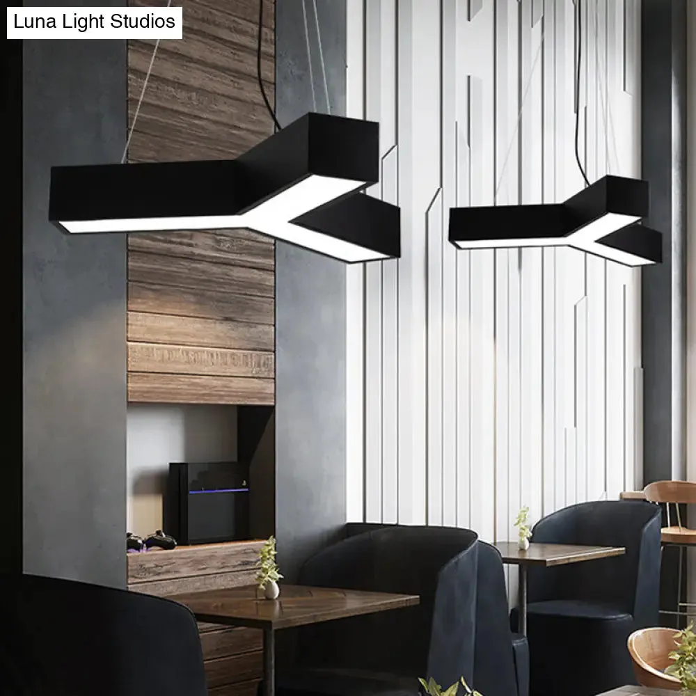 23.5"/35.5"/47" Nordic Black LED Office Pendant Lamp with Y Shaped Acrylic Shade – Warm/White Light