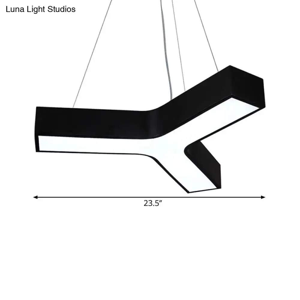23.5"/35.5"/47" Nordic Black LED Office Pendant Lamp with Y Shaped Acrylic Shade – Warm/White Light