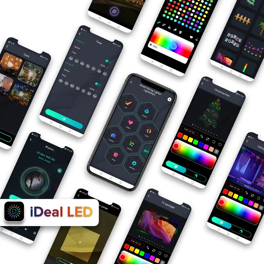 24LEDS LED Light Strip Kits 24V Bluetooth Mesh Music Dreamcolor Lights WS2811 RGBIC Addressable Tape Party