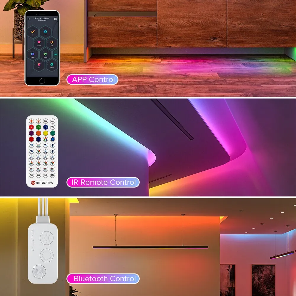 24LEDS LED Light Strip Kits 24V Bluetooth Mesh Music Dreamcolor Lights WS2811 RGBIC Addressable Tape Party