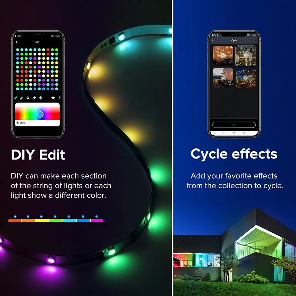 24LEDS LED Light Strip Kits 24V Bluetooth Mesh Music Dreamcolor Lights WS2811 RGBIC Addressable Tape Party