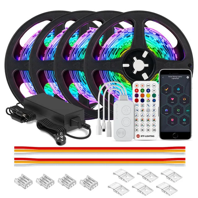 24LEDS LED Light Strip Kits 24V Bluetooth Mesh Music Dreamcolor Lights WS2811 RGBIC Addressable Tape Party