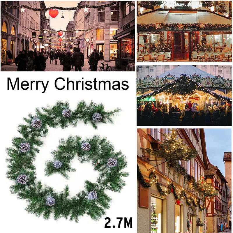 270cm Christmas Garland Decoration Artificial Spruce with Pine Cones