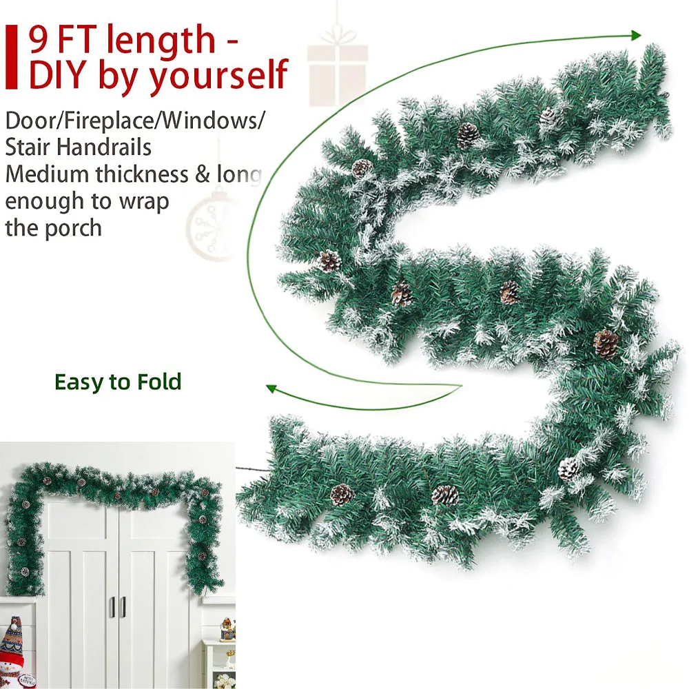270cm Christmas Garland Decoration Artificial Spruce with Pine Cones