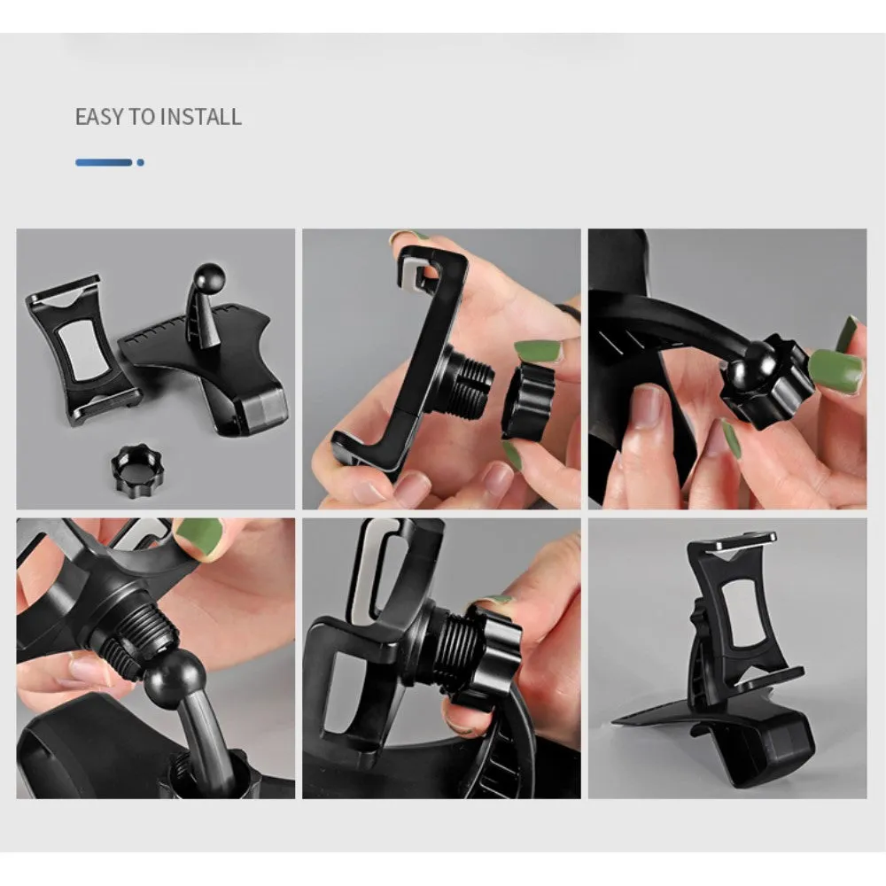 3 in 1 Car GPS Smartphone Holder: Dashboard / Visor Clamp   AC Grid Clip for Assistant AS-601L Pro (2019) - Black