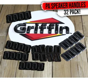 32 PACK -  Metal Flip Speaker Cabinet Handles for Rack Road Flight Trunk by GRIFFIN | Spring Loaded Flush Pull with Black Grip Rubber Padding for Chest Carry Case | DJ PA Pro-Audio Stage Gear Parts