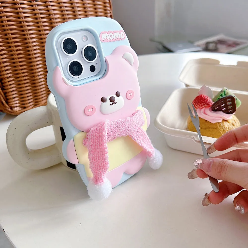 3D Silicone Bear Soft Phone Case - iPhone 16 Plus