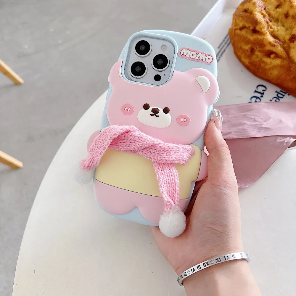 3D Silicone Bear Soft Phone Case - iPhone 16 Plus