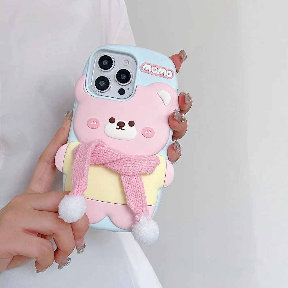 3D Silicone Bear Soft Phone Case - iPhone 16 Plus