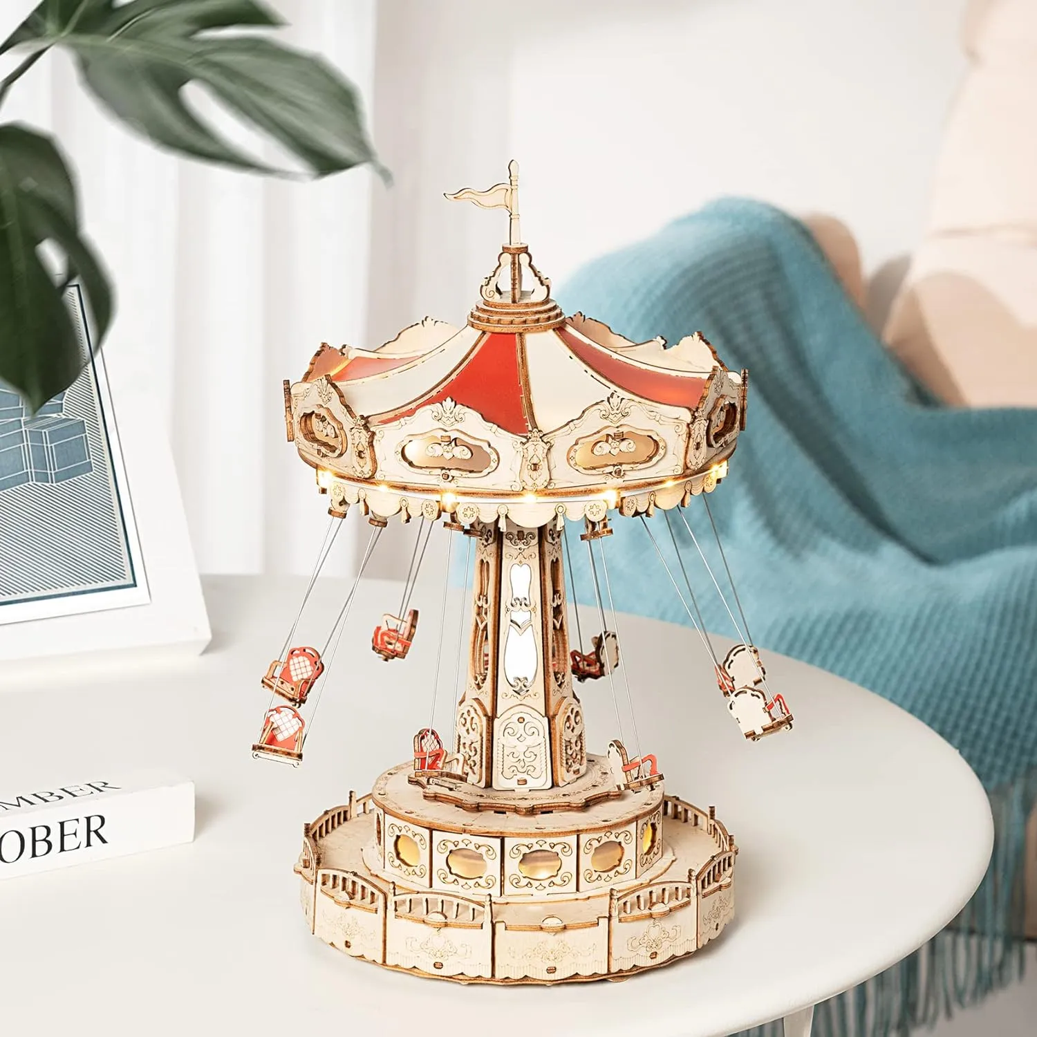 3D Wooden Puzzles Diy Music Box Swing Ride