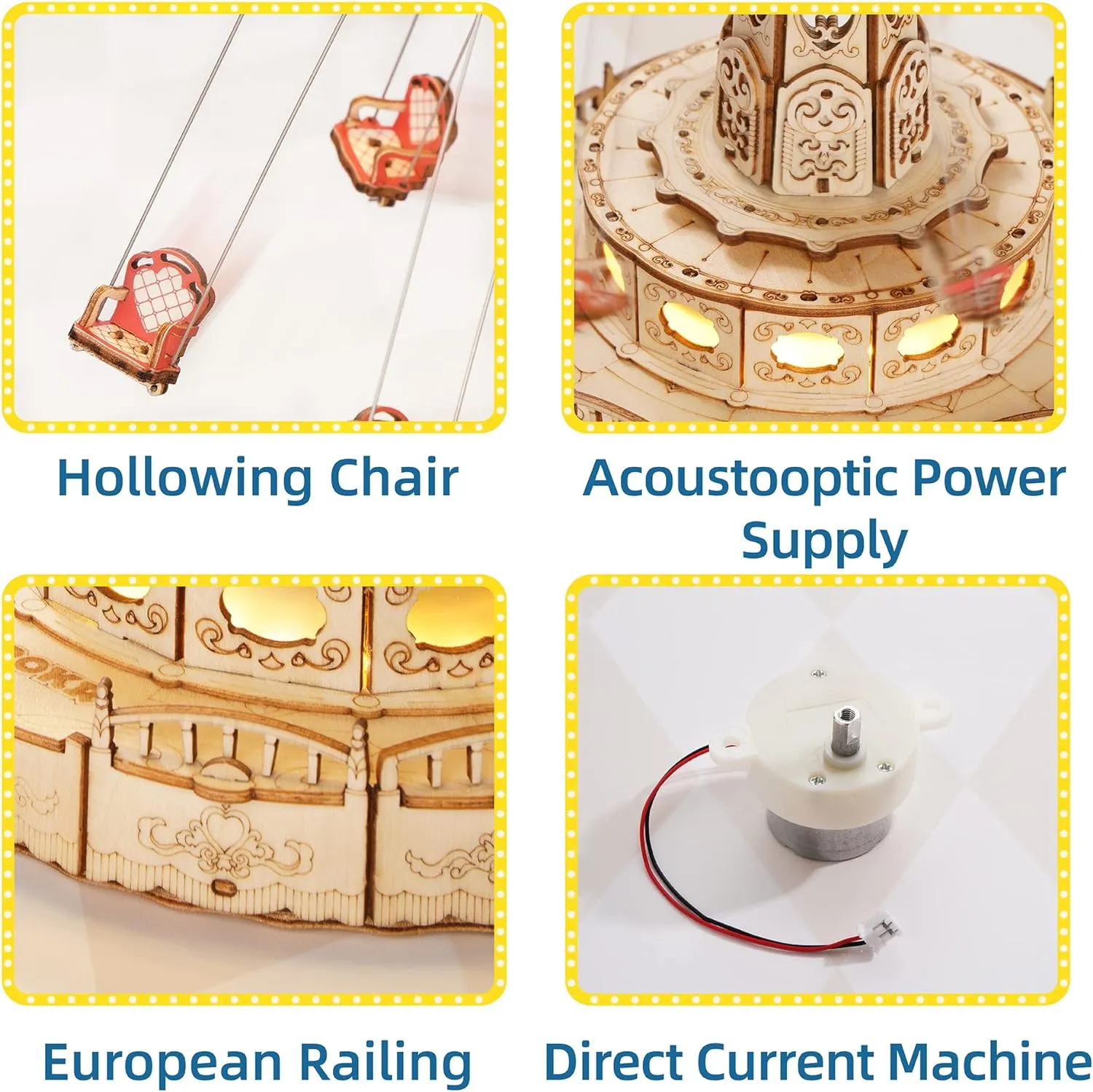 3D Wooden Puzzles Diy Music Box Swing Ride