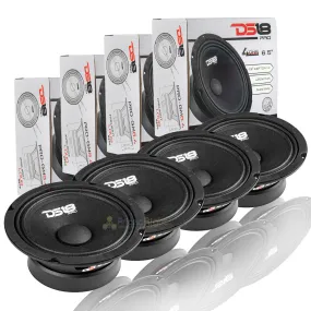 4 Pack DS18 PRO-GM6.4 6.5" Midrange Speakers 4 Ohm 1920W Max Mid Range Car Audio