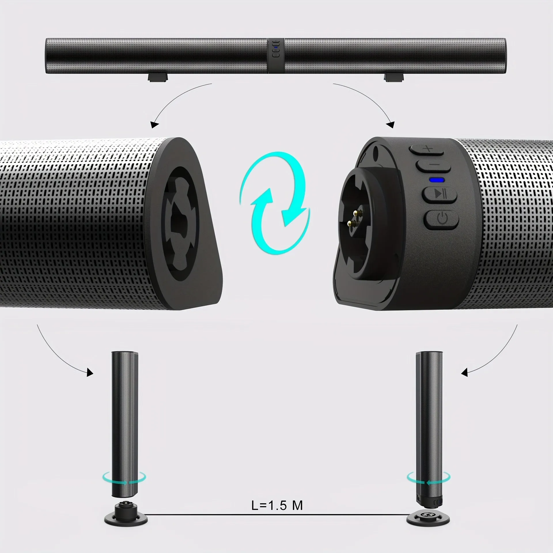 40W Power 3D Home Theater Stereo Wireless Speaker, Detachable Design, With Multiple Functions, Gift For Birthday