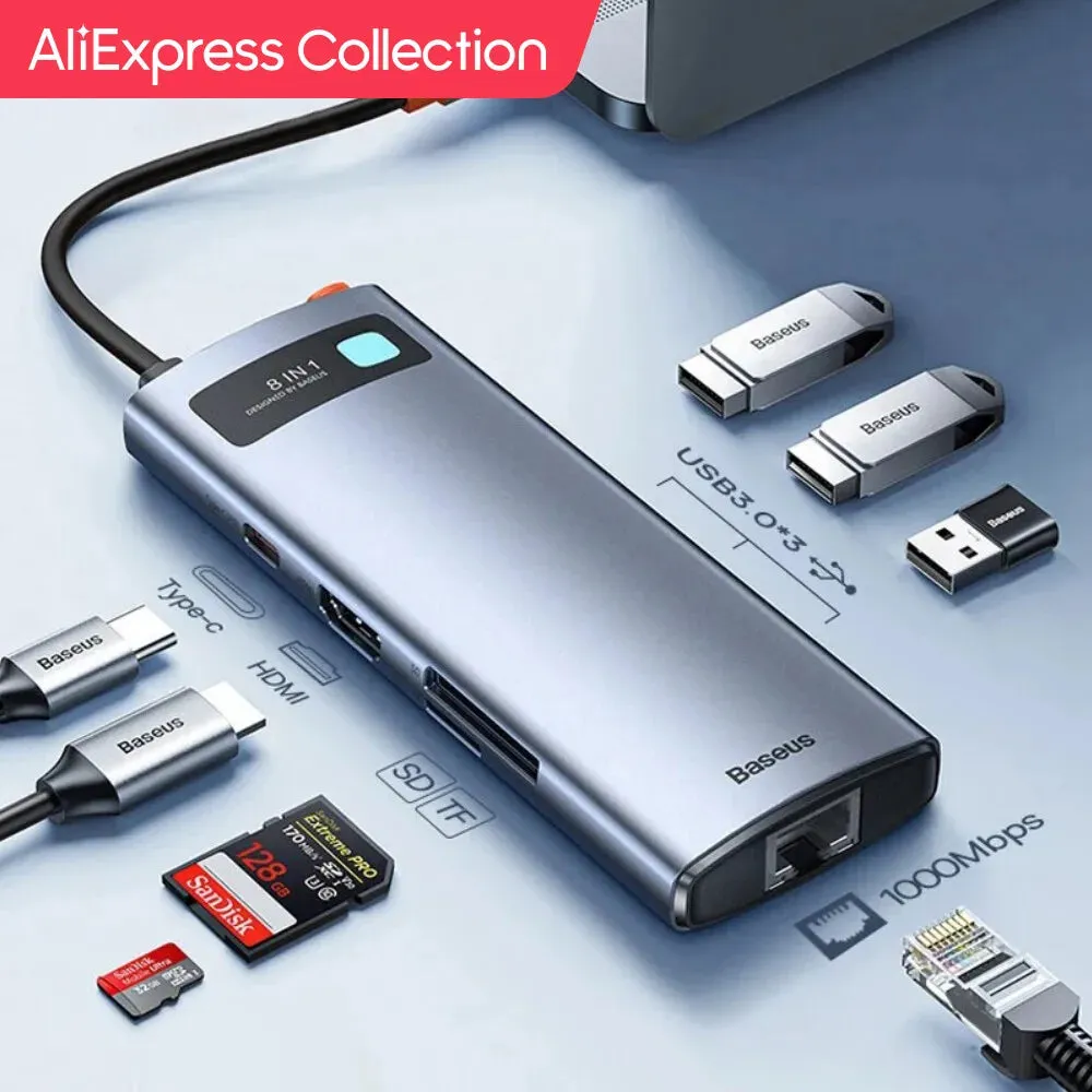 4K 60Hz USB C Hub with Ethernet Port & PD 100W Adapter for Macbook Pro USB 3.0 Hub Laptop Tablet