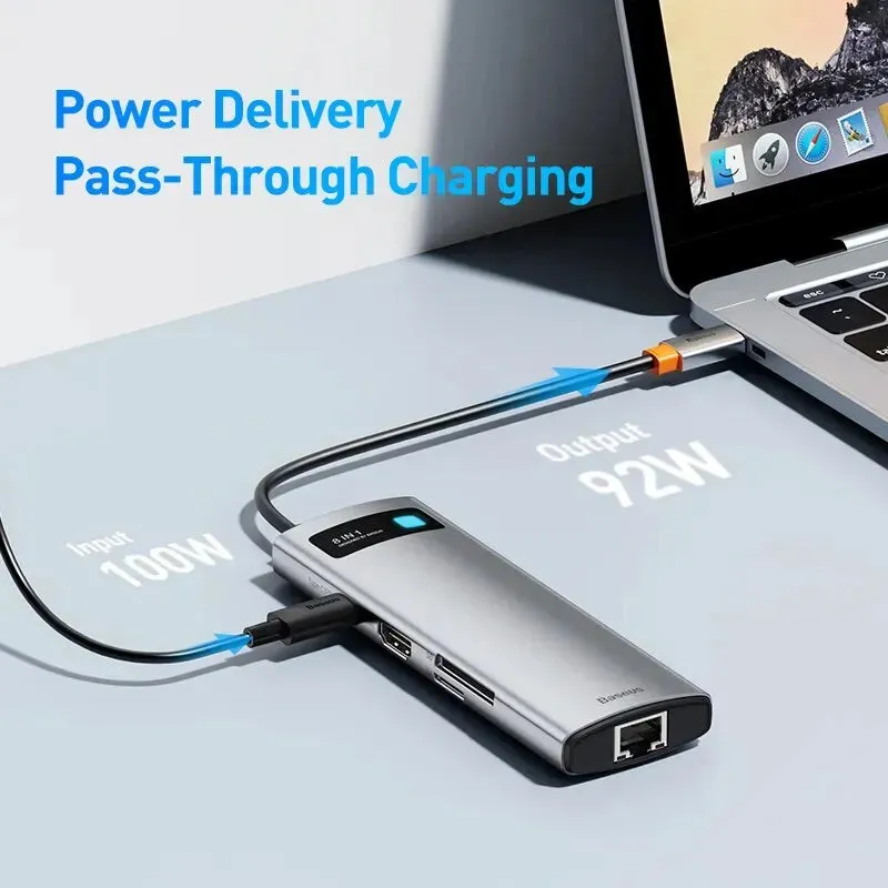 4K 60Hz USB C Hub with Ethernet Port & PD 100W Adapter for Macbook Pro USB 3.0 Hub Laptop Tablet