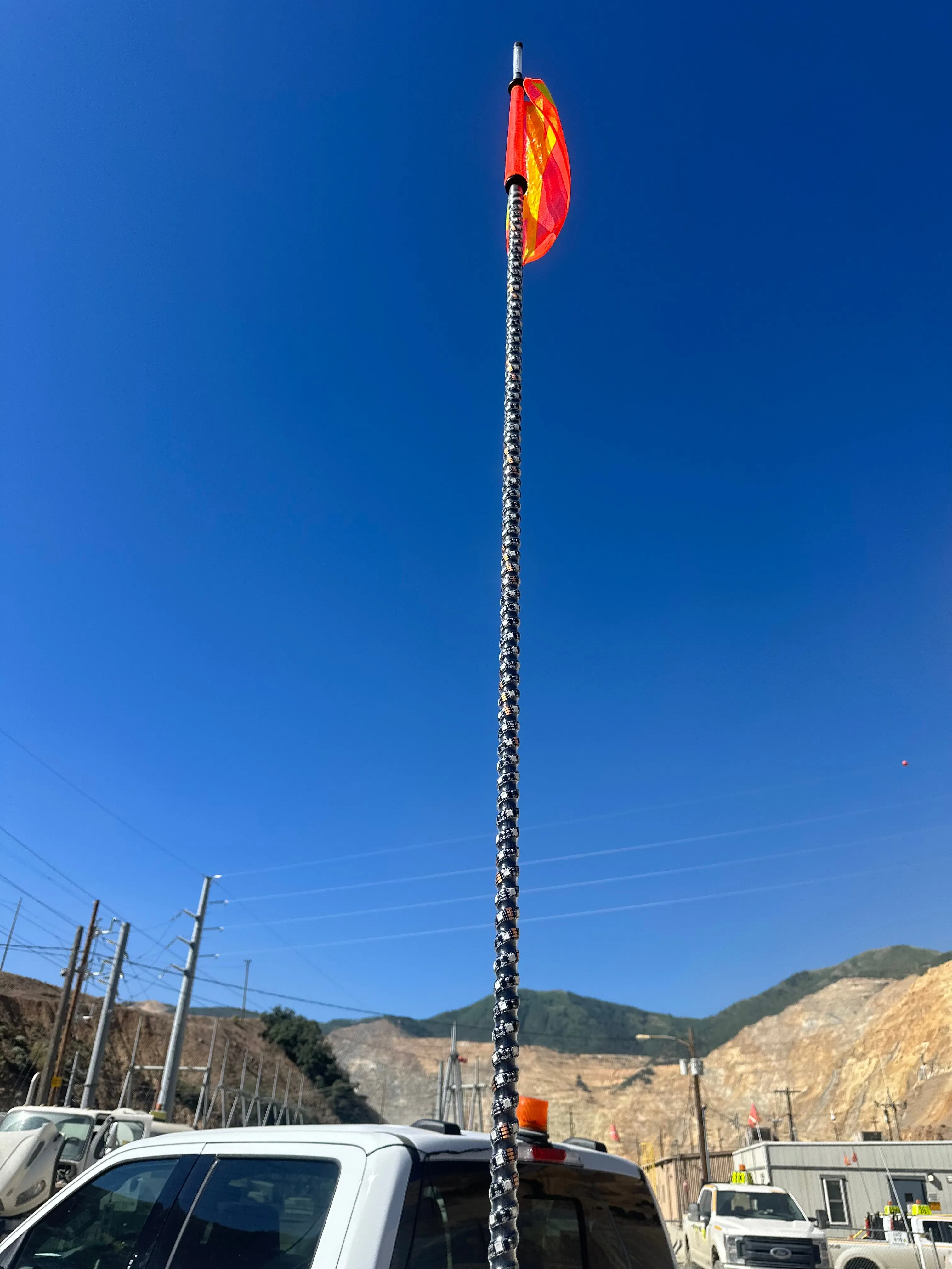 7' LED Whip Xtreme Mining Industrial Safety Single Whip
