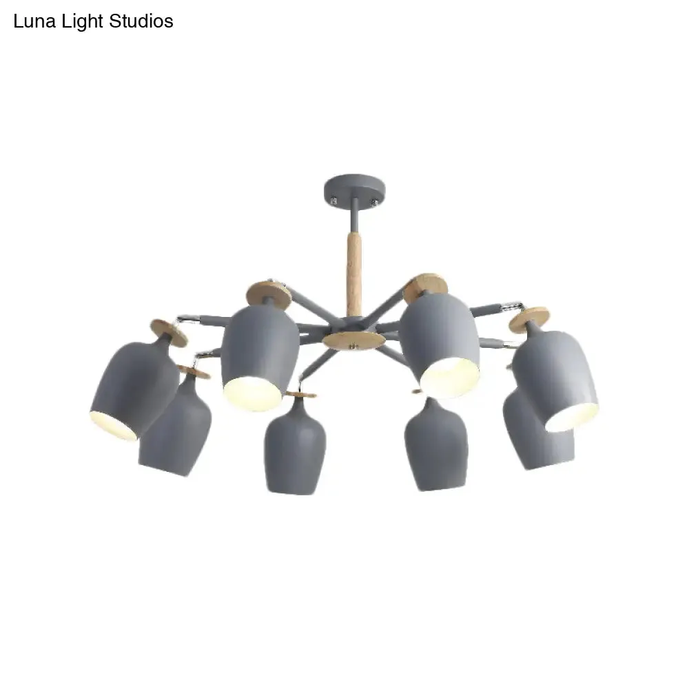 8-Light Grey Tulip Ceiling Fixture: Sleek Semi Flush Mount Lighting for Living Room