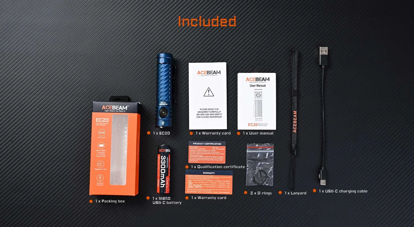 Acebeam EC20 Multi-Light Source 2800 Lumen Rechargeable EDC Flashlight