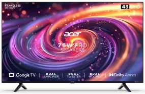 Acer 109 cm (43 inches) H PRO Series 4K Ultra HD Smart LED Google TV AR43GR2851UDPRO (Black)