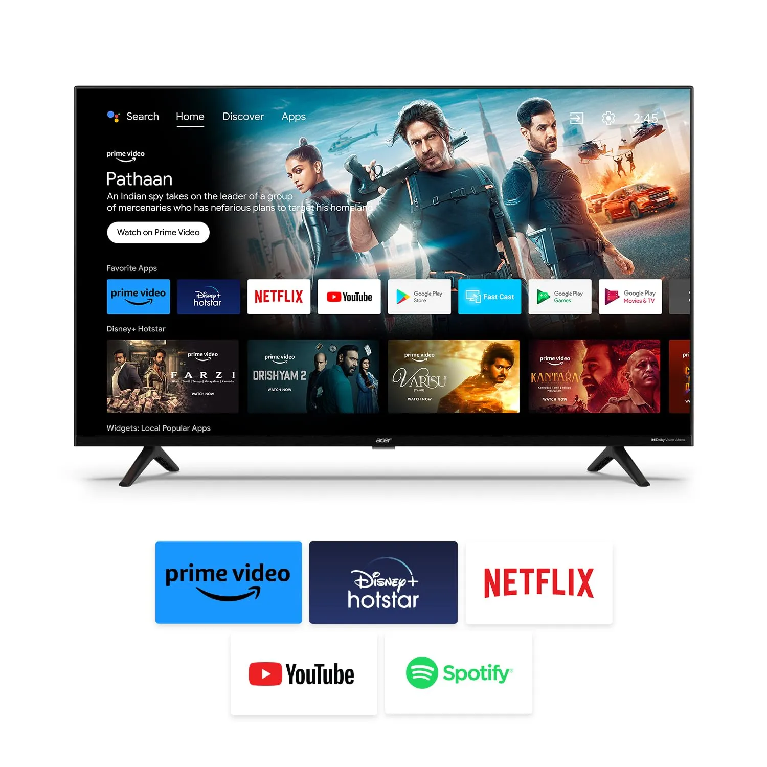 Acer 109 cm (43 inches) H PRO Series 4K Ultra HD Smart LED Google TV AR43GR2851UDPRO (Black)