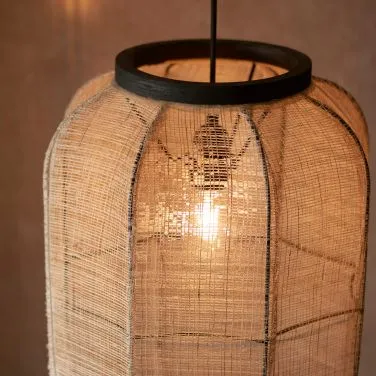 Ada 1Lt Handmade Wood & Linen Pendant - Medium/Large