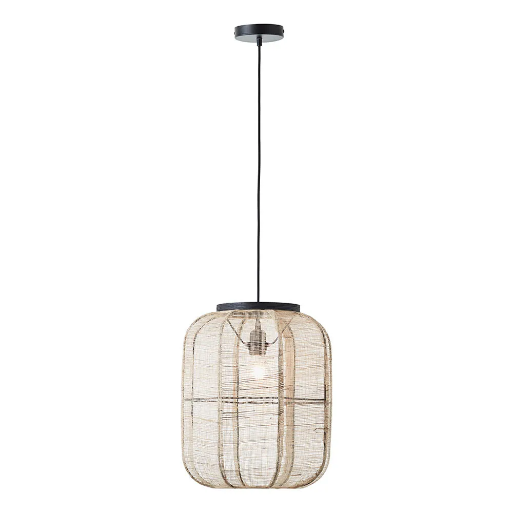 Ada 1Lt Handmade Wood & Linen Pendant - Medium/Large