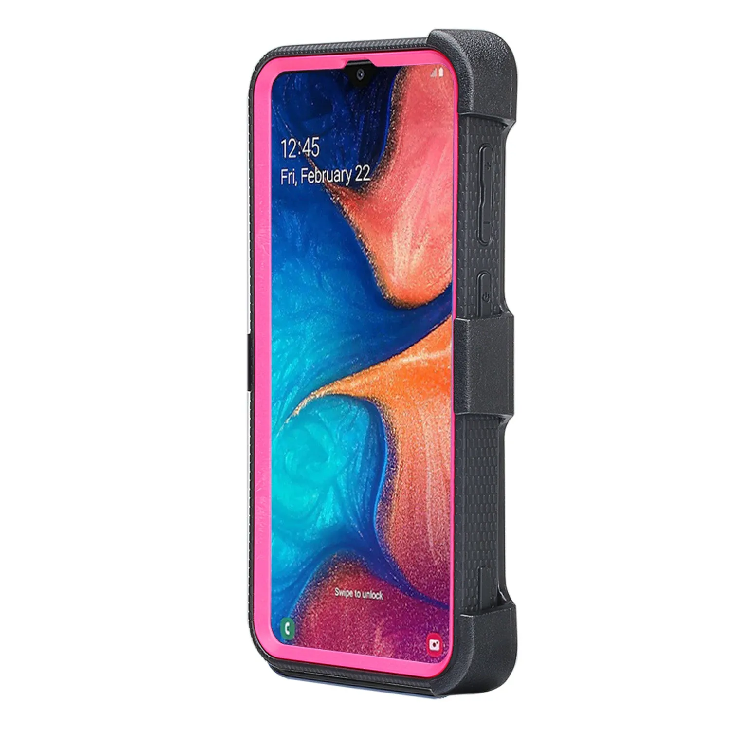 Alcatel 3V (2019) Case, Triple Protection 3-1 w/ Built in Screen Protector Heavy Duty Holster Shell Combo Clip Cover - Hot Pink