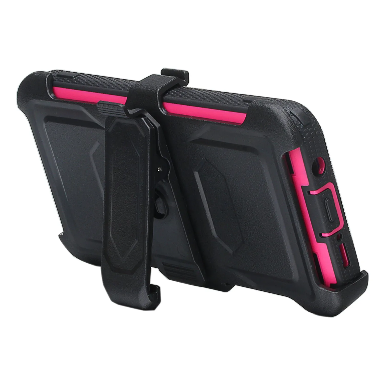 Alcatel 3V (2019) Case, Triple Protection 3-1 w/ Built in Screen Protector Heavy Duty Holster Shell Combo Clip Cover - Hot Pink