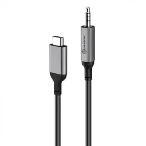 Alogic Ultra 1.5m USB-C (Male) to 3.5mm Audio (Male) Cable - 1.50 m Mini-phone/USB Audio Cable for Speaker, Tablet, Mobile Phone, Notebook, Audio Device, Amplifier - First End: 1 x USB Type C - Male - Second End: 1 x Mini-phone Audio - Male - Black, Space
