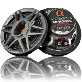 Alphasonik 6.5" Midrange Speakers 8 Ohm Neodymium Mayhem Series MPRO658 Pair