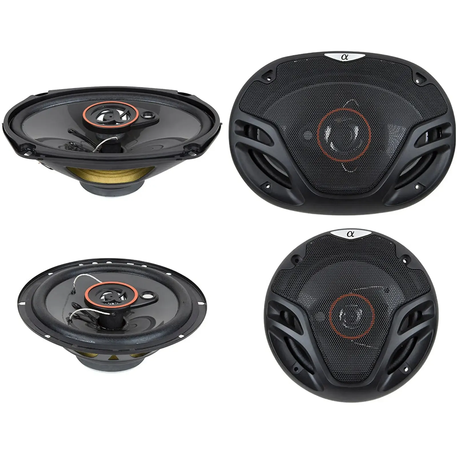 Alphasonik AS2629P 6.5" 350W 3-Way   6X9" 500W 3-Way Car Audio Coaxial Speakers (Pair)