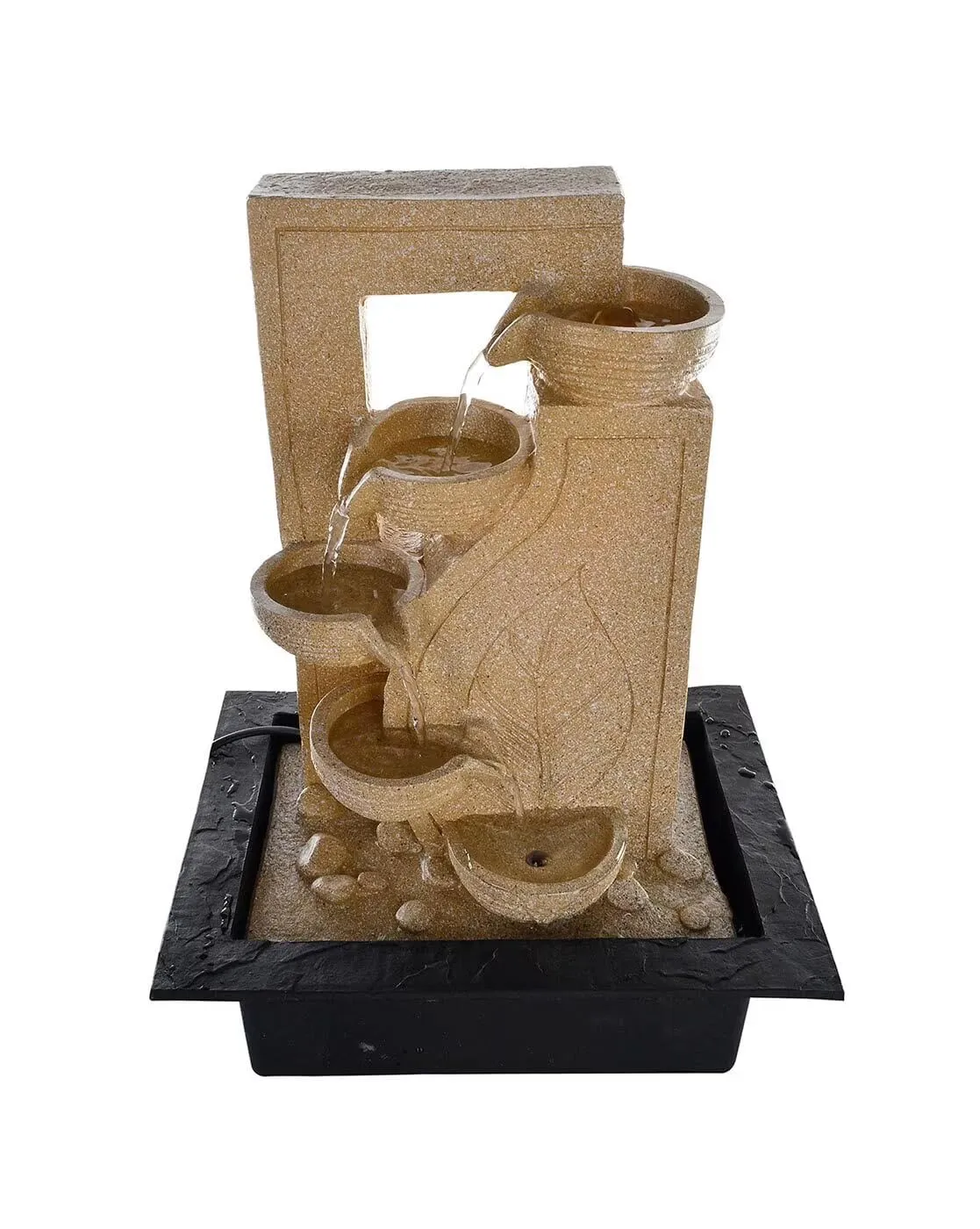 ANAVADYA Polyresin Table Top Indoor Outdoor Water Fountain with Multicolour Lights for Home Decor Decoration Showpiece Gift Gifting Items (41 X 30 X 22 CM)