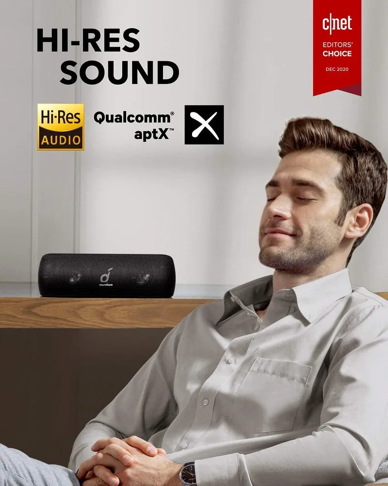 Anker Soundcore Motion  Bluetooth Speaker with Hi-Res 30W Audio, BassUp, Wireless Speaker, App, Custom EQ, 12H Playtime, Waterproof, USB-C (Black)