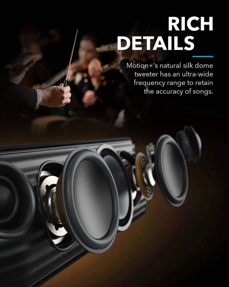 Anker Soundcore Motion  Bluetooth Speaker with Hi-Res 30W Audio, BassUp, Wireless Speaker, App, Custom EQ, 12H Playtime, Waterproof, USB-C (Black)