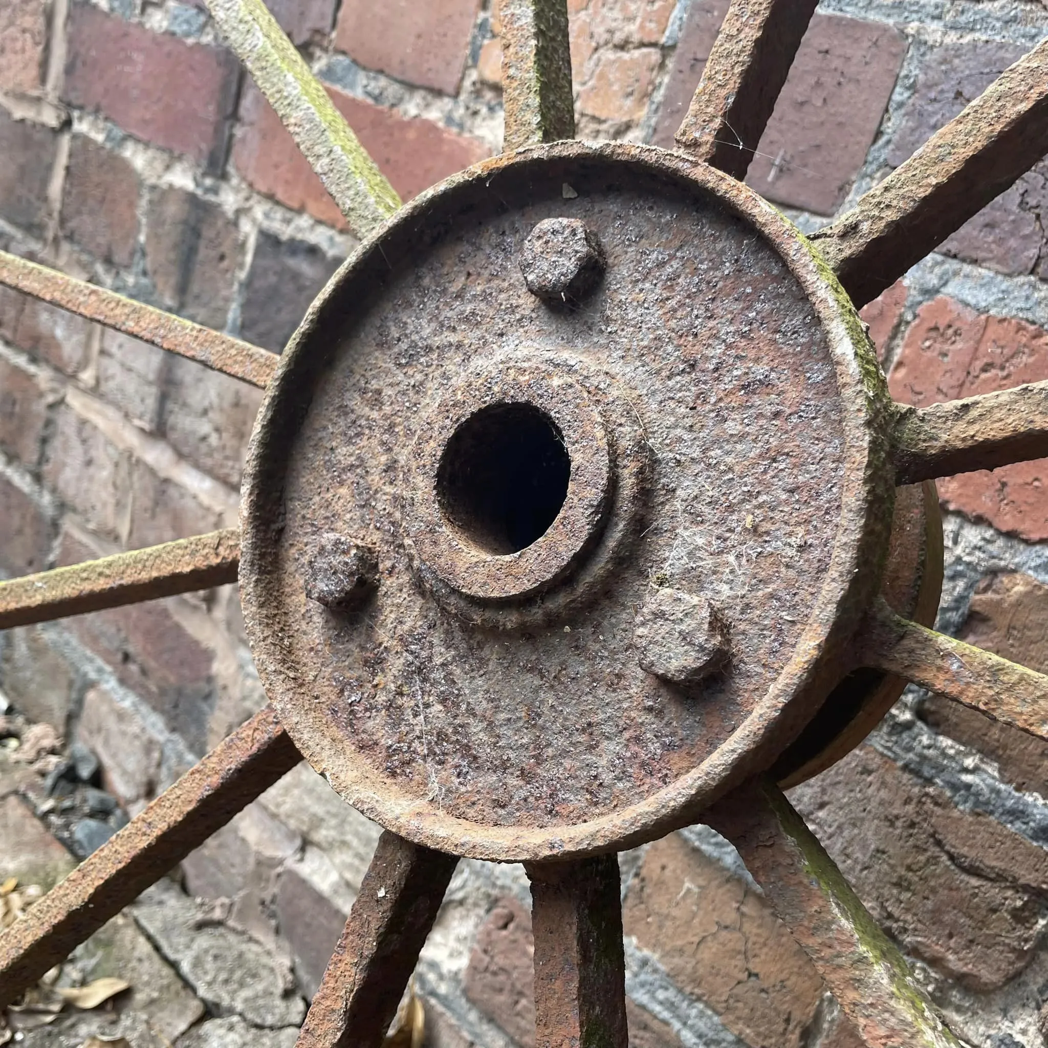 Antique Large Heavy Iron Cart Wheel