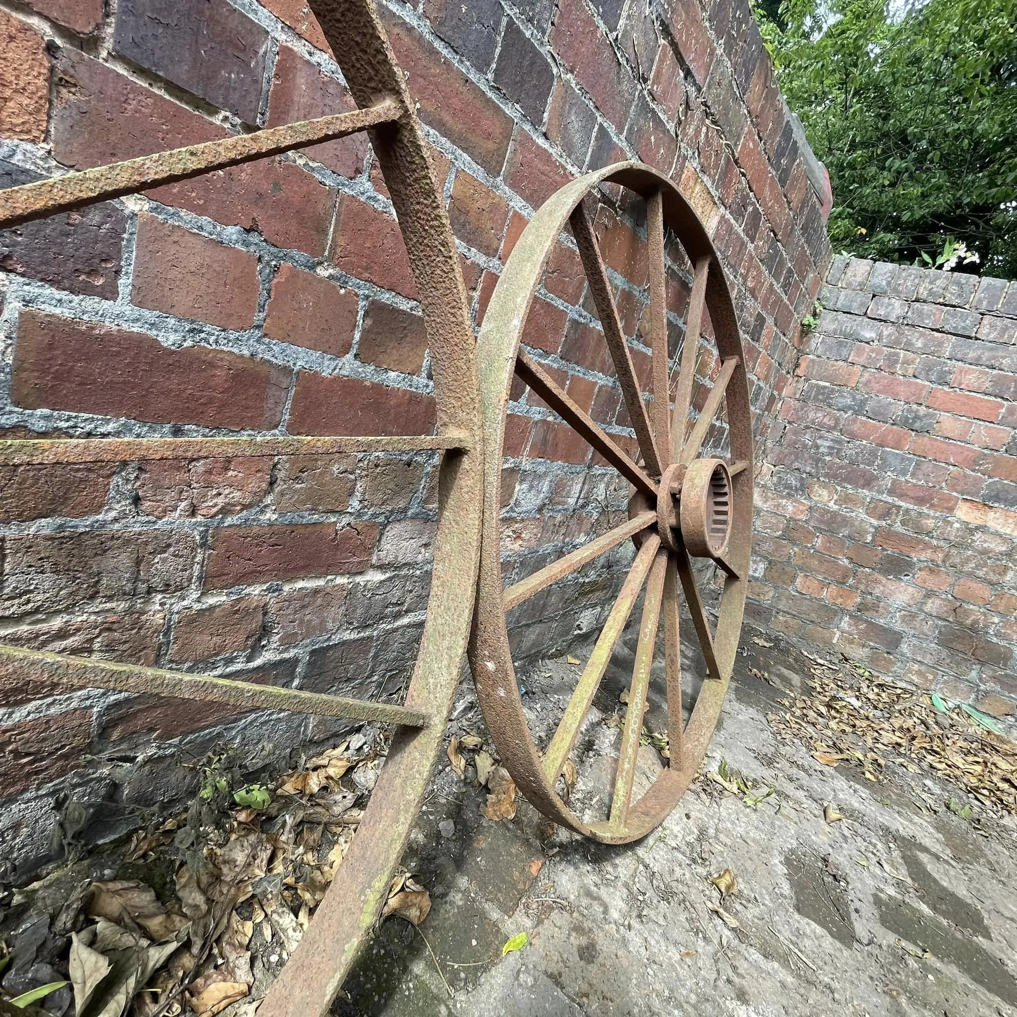 Antique Large Heavy Iron Cart Wheel