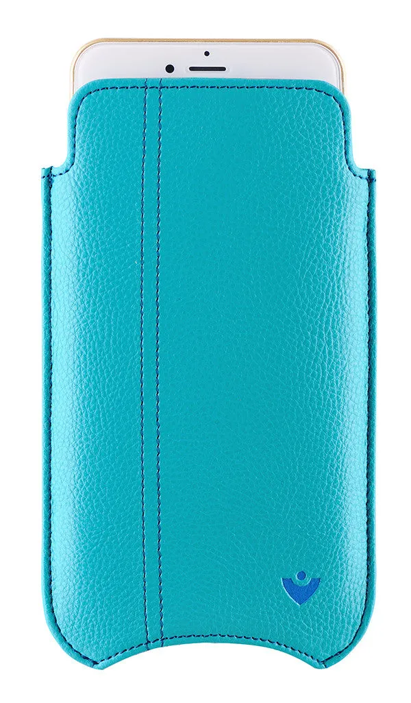 Apple iPhone 14 Pro Max Wallet Case in Teal Blue Vegan Leather | Screen Cleaning Sanitizing Lining
