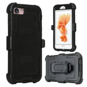 Apple iPhone 7 Case, Triple Protection 3-in-1 Heavy Duty Holster Shell Combo Case Cover for iPhone 7 - Black