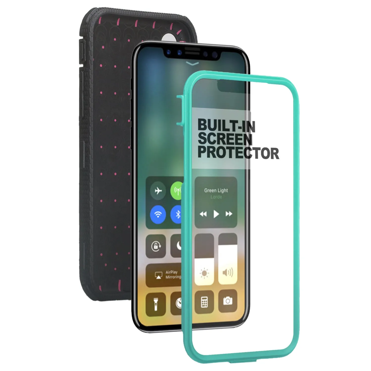 Apple iPhone X | iPhone Ten Case,  Triple Protection 3-1 w/ Built in Screen Protector Heavy Duty Holster Shell Combo Case - Teal