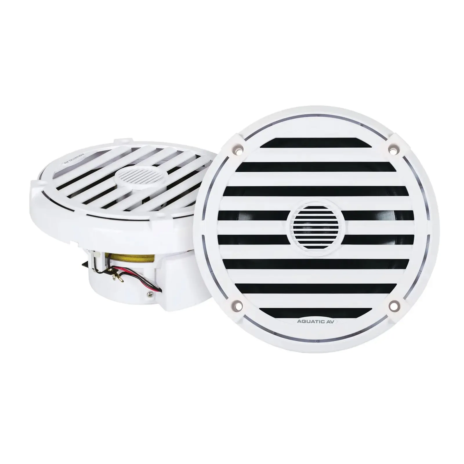 Aquatic AV EL421 6.5" Waterproof LED Cone Marine ELITE Speakers 240W White (Pair)