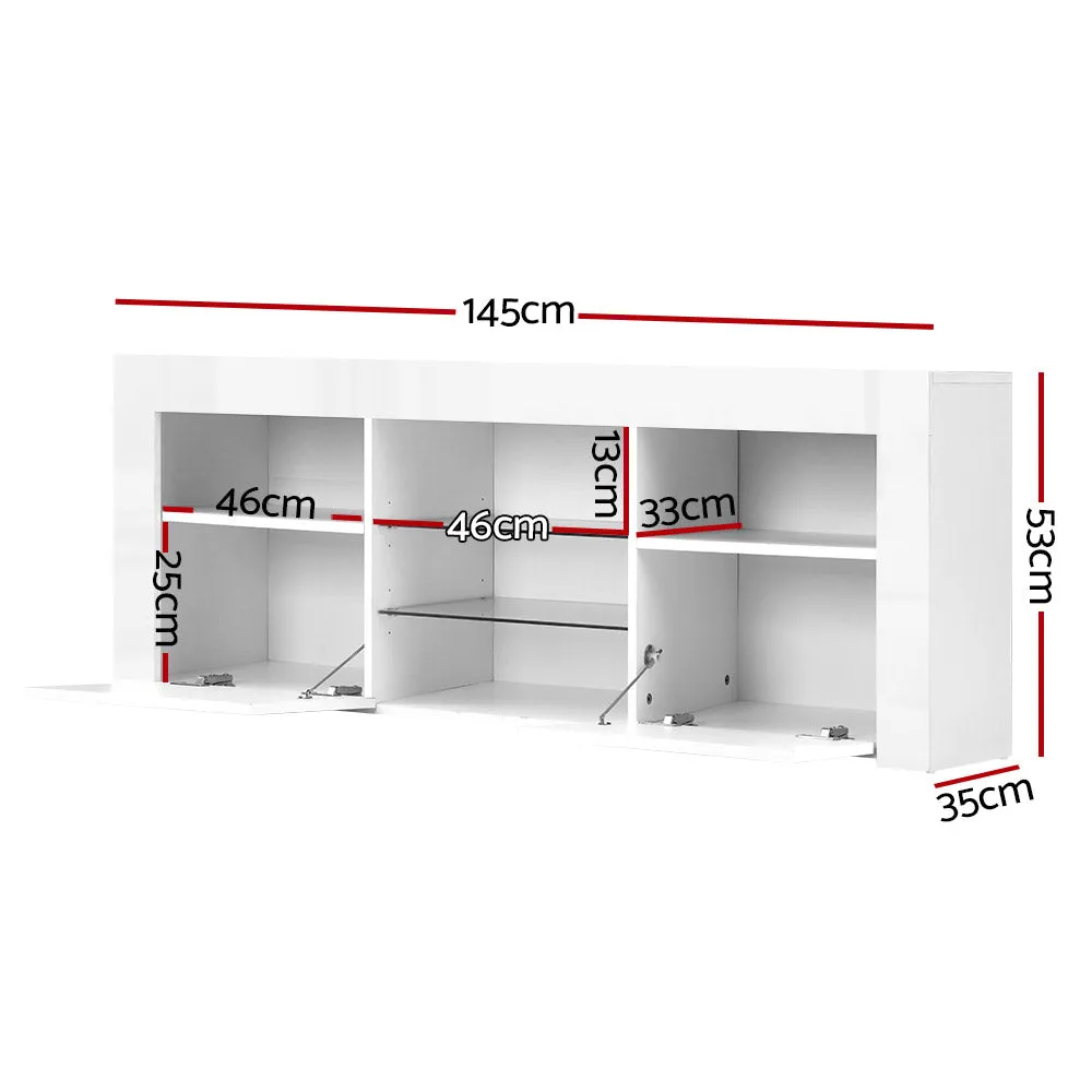 Artiss Entertainment Unit TV Cabinet LED 145cm White Angus